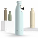 LARS NYSØM Ren Roestvrijstalen drinkfles 750ml - BPA-vrije geïsoleerde waterfles 0,75 Liter (Misty Blue)