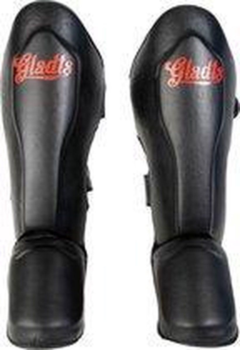 Gladts Scheenbeschermers Classic XL - Zwart/Rood - Imitatieleer - Maat XL