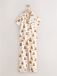 Next - Meisjes - Ecru-bruine pyjama met beerprint en knopen - Wit