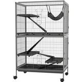 Ferplast Cage pour rongeurs multifonction 4 plateformes 3 rampes 4 portes Dim. 80l x 52l x 128h cm Acier Gris Argenté Noir