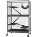Ferplast Cage pour rongeurs multifonction 4 plateformes 3 rampes 4 portes Dim. 80l x 52l x 128h cm Acier Gris Argenté Noir