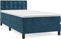 vidaXL Boxspringbed met matras, fluweel, donkerblauw, 80x200 cm