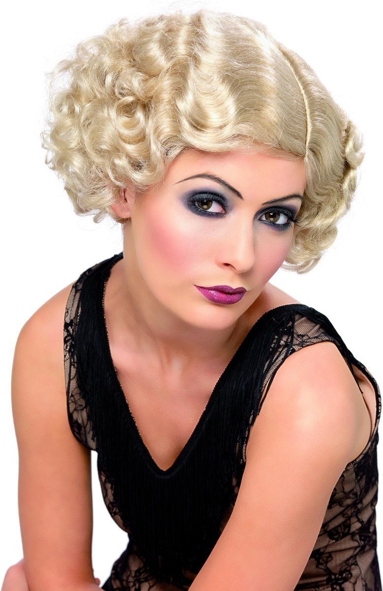 Smiffys Blonde cabaretpruik voor dames - Verkleedpruik - One size