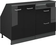 Vicco R-Line Keukenkast voor schuine wand – 120 cm Set van 2 kastrompen 60 cm diepte Zwart hoogglans