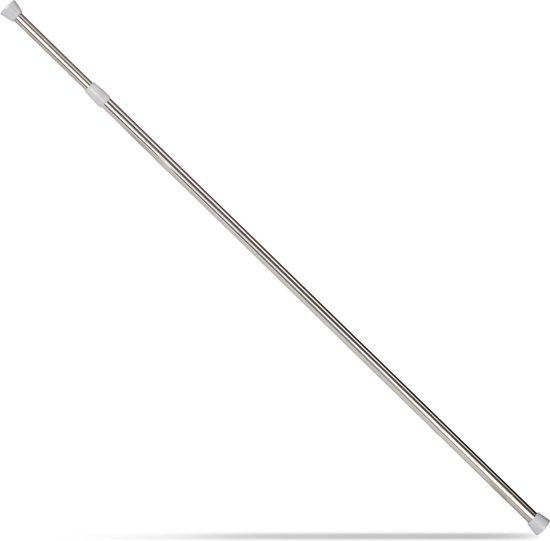 Telescopische Douchegordijnroede - RVS - Zilver - 110-200cm - Zonder Boren