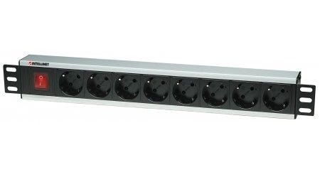 Intellinet 19" Rackmount Power Strip - 8-Way - German Type - Black