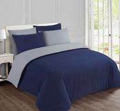 VISION home VISION Flanel - Tweezijdig omkeerbaar Dekbedovertrekset - 100% katoen flanel - Kingsize - Grijs / Blauw