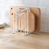 SUNIFCON Snijplank Rack Snijplank Organizer Stand Houder Keuken Aanrecht Potten Pan Deksels Rack Organizer Plat Staal 10 cm Lx12 cm B 20 H Wit