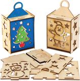 Baker Ross AX557 Houten Kerstlantaarnsets - Pakket Van 3