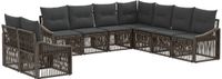 vidaXL Tuinbank - Set - 9 st - Grijs - poly rattan