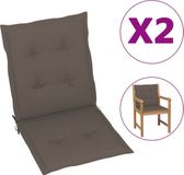 VidaXL Tuinstoelkussens 2 stuks Taupe 100x50x3 cm