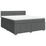 vidaXL Boxspringbed met matras, donkergrijs, 200x200 cm, gestoffeerd