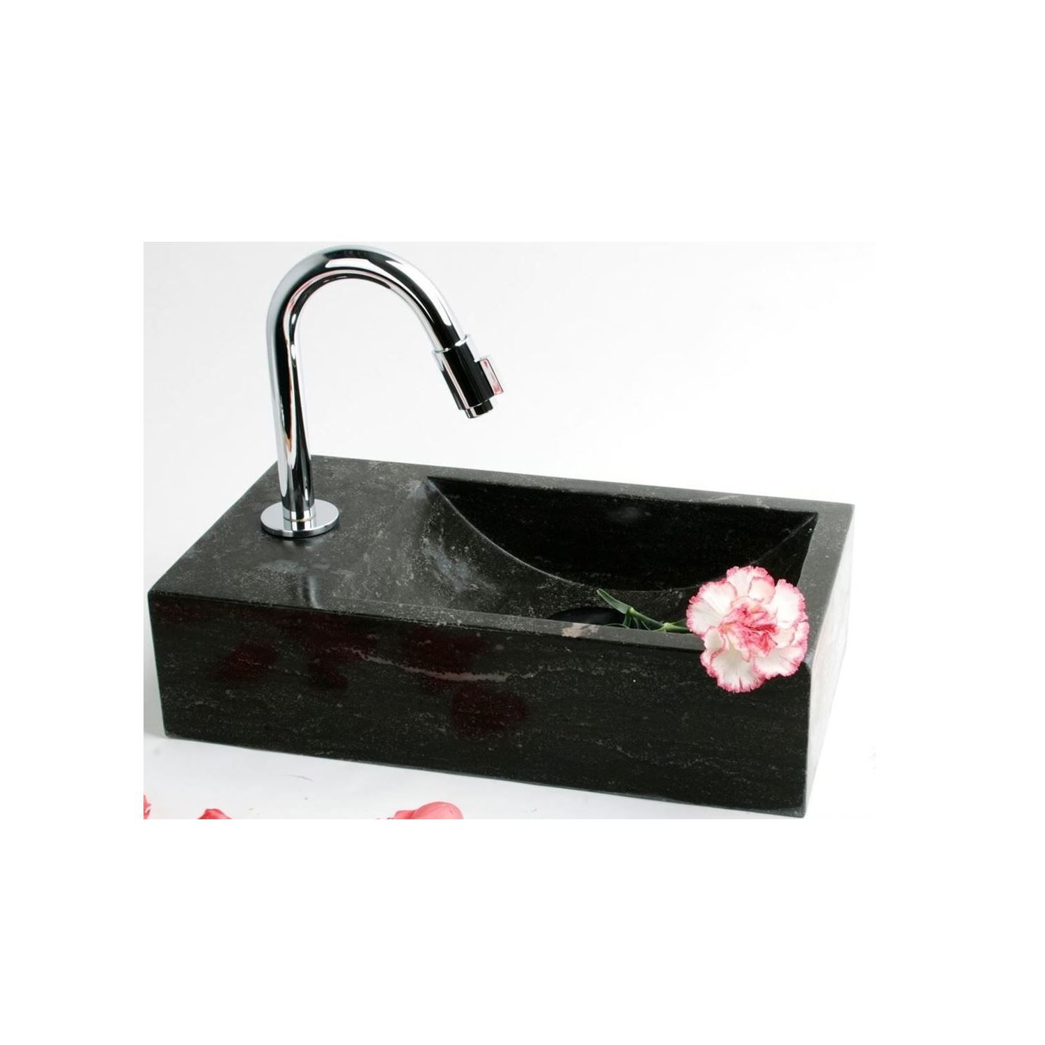 Sanilux Fonteinpack recto hardsteen links 40x22x10 cm (keuze uit 18 kranen)