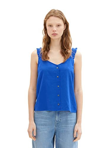 TOM TAILOR Denim Linnen blouse dames Shiny Royal L
