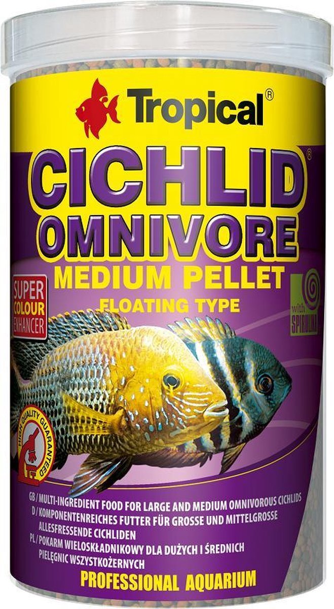 Tropical Cichlide Pellets | Omnivoor Medium (1 Liter) | Cichlide Visvoer