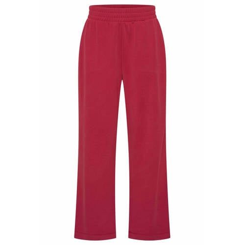 Expresso Wide Leg High Waist Broek Rood Gebreid