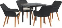 vidaXL 5-delige tuin-eetkamerset van polyrattan zwart