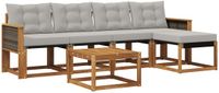 vidaXL - Bank loungeset - 5 zitplekken - Naturel en lichtgrijs - Acacia hout
