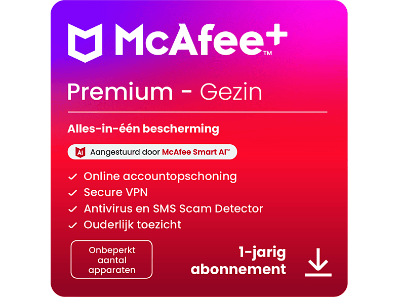 McAfee+ Premium Gezin - 1 Jaar Abonnement (Digitale Download)