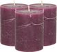 Atmosphera Atmospera Stompkaars/cilinderkaars - 3x - bordeaux rood - 7 x 9 cm - middel rustiek model