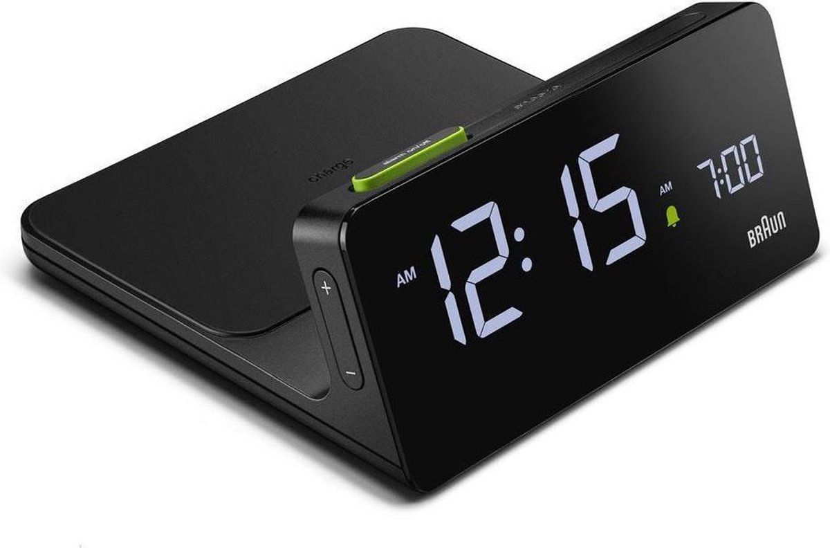 Braun BC21B digitale wekker met Qi laadstation - Zwart