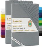 Lavea® Set van 2 Hoeslakens 140x200 cm – Middengrijs
