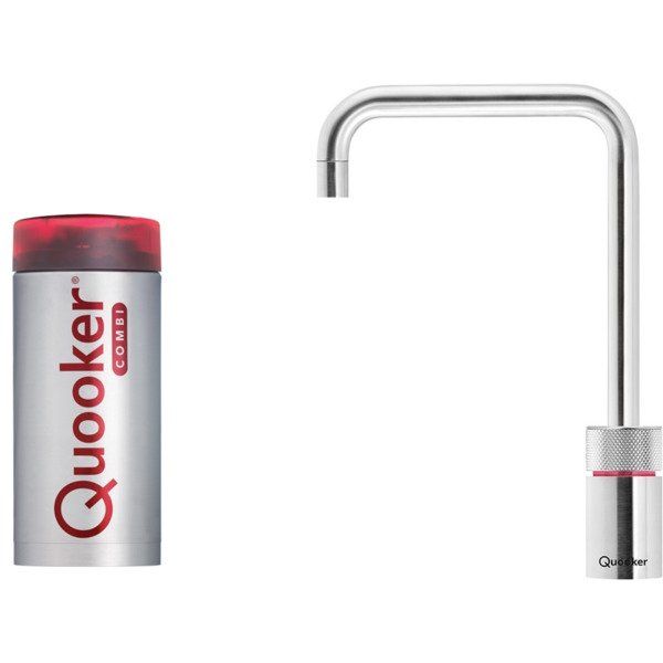 Quooker Nordic Square Kokendwaterkraan Opbouw RVS met Combi+ Reservoir
