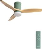 Create Stille 40W Plafondventilator met ABS bladen, Licht, Afstandsbediening, Ø 112 cm, Salie / Licht houtlook