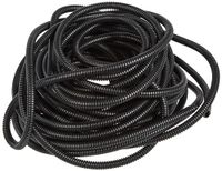 Seki Flexibele gegolfde buis, binnendiameter 7,0 mm, 20 meter, sleuf, open, marterbescherming, lege buis, kabelbescherming, kabelmantel, zwart, Ø 7,0 mm binnen
