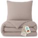 Mousseline beddengoed, 155x220 cm + 80x80 cm, 100% katoen, taupe