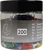 Exacompta Doos met 200 prikbordspelden Push Pins - punthoogte 7mm - 10mm diameter - Geassorteerd - 14769E