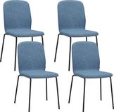 Albatros International Albatros ENNA Set van 4 eetkamerstoelen, blauw, stapelbaar, gestoffeerd, comfortabel, elegant, voor keuken, eetkamer of eettafel, vergaderstoel