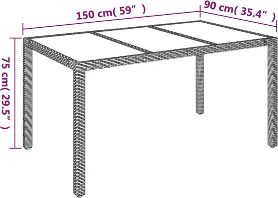 vidaXL 7-delige Tuinset met kussens poly rattan zwart en grijs