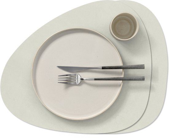 LIND DNA Placemats Nupo - Leer - Beige - Ovaal - 44 x 37 cm - 2 Stuks