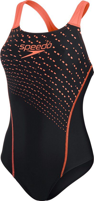 Speedo Medley Logo 1 Piece Dames Sportbadpak - Zwart/Rood - Maat 36