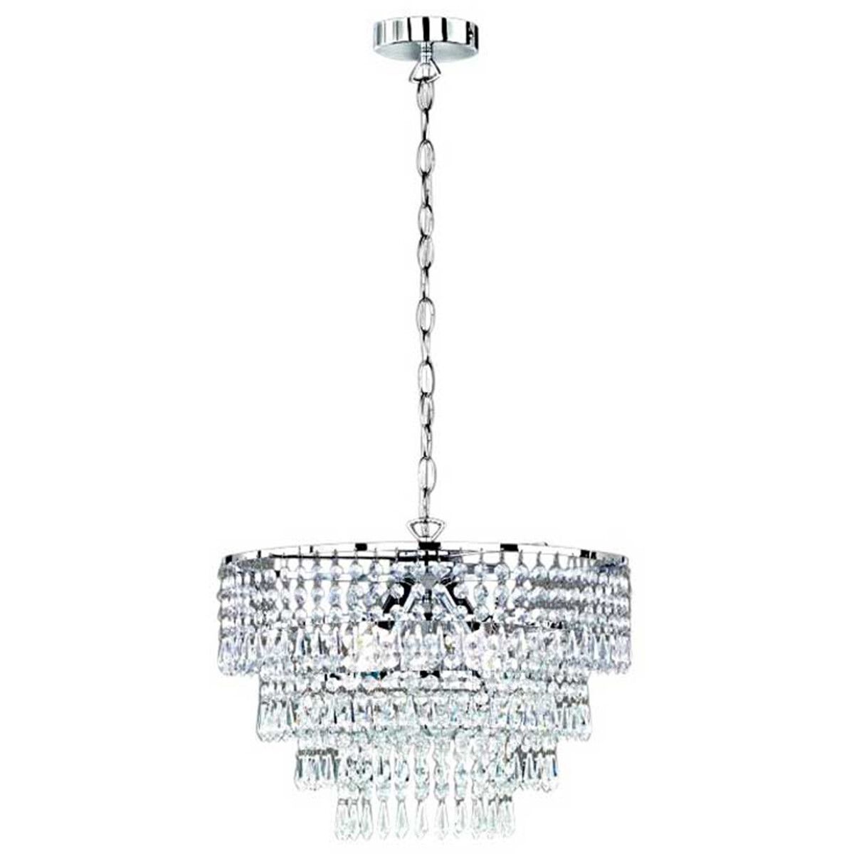 BES LED Trion Oranta Hanglamp - 3-lichts - E14 - Rond - Ø42cm - Mat Chroom