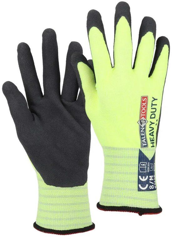 Talen Tools Werkhandschoenen Schuurbestendig Heavy Duty Gerecycled Fluorgeel Maat XXL