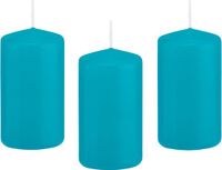 Trend Candles Cilinderkaars/stompkaars - 12x - turquoise - 5 x 10 cm - 23 branduren