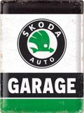 Nostalgic Art Merchandising Skoda Garage Green. Metalen wandbord in reliëf 30 x 40 cm