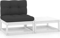 vidaXL 2-delige Loungeset met kussens massief grenenhout wit