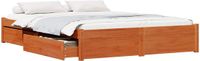 vidaXL Bedframe Wasbruin 140 x 200 cm Massief Vurenhout