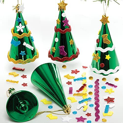 Baker Ross FE858 Kerstballensets - Pak van 6, Maak je eigen kerstversieringen, Feestelijke boomversieringen voor kinderen om te versieren en weer te geven, Hangende decoraties voor kerstbomen