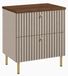 3xE living Meuble de salle de bain sur pied sous lavabo 60 cm, 2 tiroirs, cachemire + plateau chêne noyer, poignées dorées, pieds dorés, 60 x 44,4 x 73,6 cm