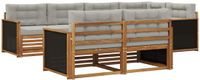 vidaXL - Hoek loungeset - 7 zitplekken - Naturel en lichtgrijs - Acacia hout