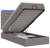 vidaXL Lit coffre avec matelas et LED Taupe 90 x 200 cm Tissu
