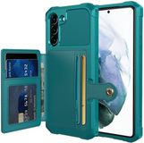Merkloos Samsung Hoesje met Kaarthouder Back Cover Groen Geschikt voor Samsung Galaxy S21 FE