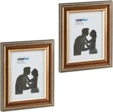 Merkloos Relaxdays Fotolijstjes set van 2 - 15x20 cm - passepartout 10x15 cm - wissellijst - goud