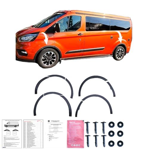 Oneway Set spatbordverbreders (Trims) compatibel met Ford Transit Custom MK1 Facelift 2018-2023 - Matzwart