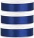 Merkloos 3x Hobby/decoratie donker blauwe satijnen sierlinten 1,2 cm/12 mm x 25 meter