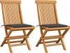Teck bois massif chaises pliantes avec coussins anthracite 2 pcs
